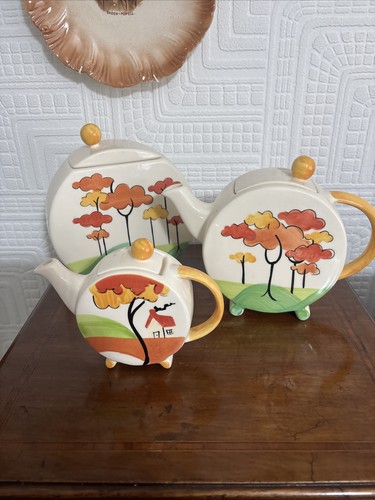 Clarice cliff style teapots - cliff,